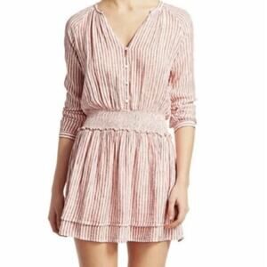 Rails Jasmine Belmont Stripe Linen Blend Mini Dress Red White M